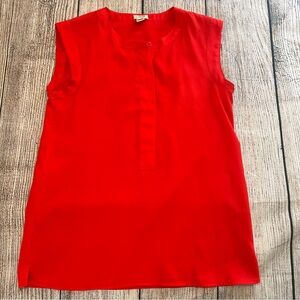 J.CREW Sleeveless Red Blouse Relaxed Fit Womens Size 00 Semi Sheer‎ Oversized